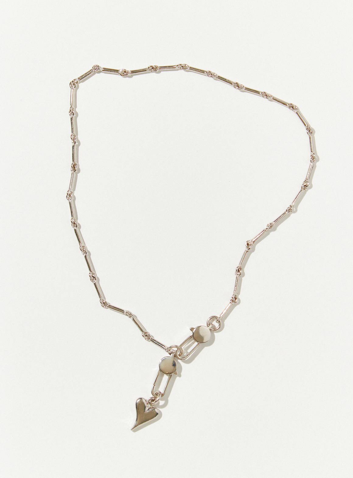 Rhodium silver toned necklace chunky chain with heart charm