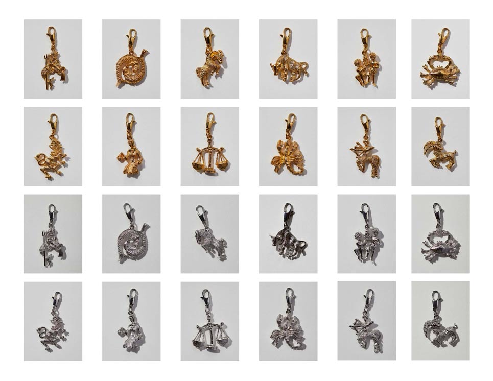 Aries Taurus Gemini Cancer Leo Virgo Libra Scorpio Sagittarius Capricorn Aquarius Pisces gold and silver pendant jewelry 