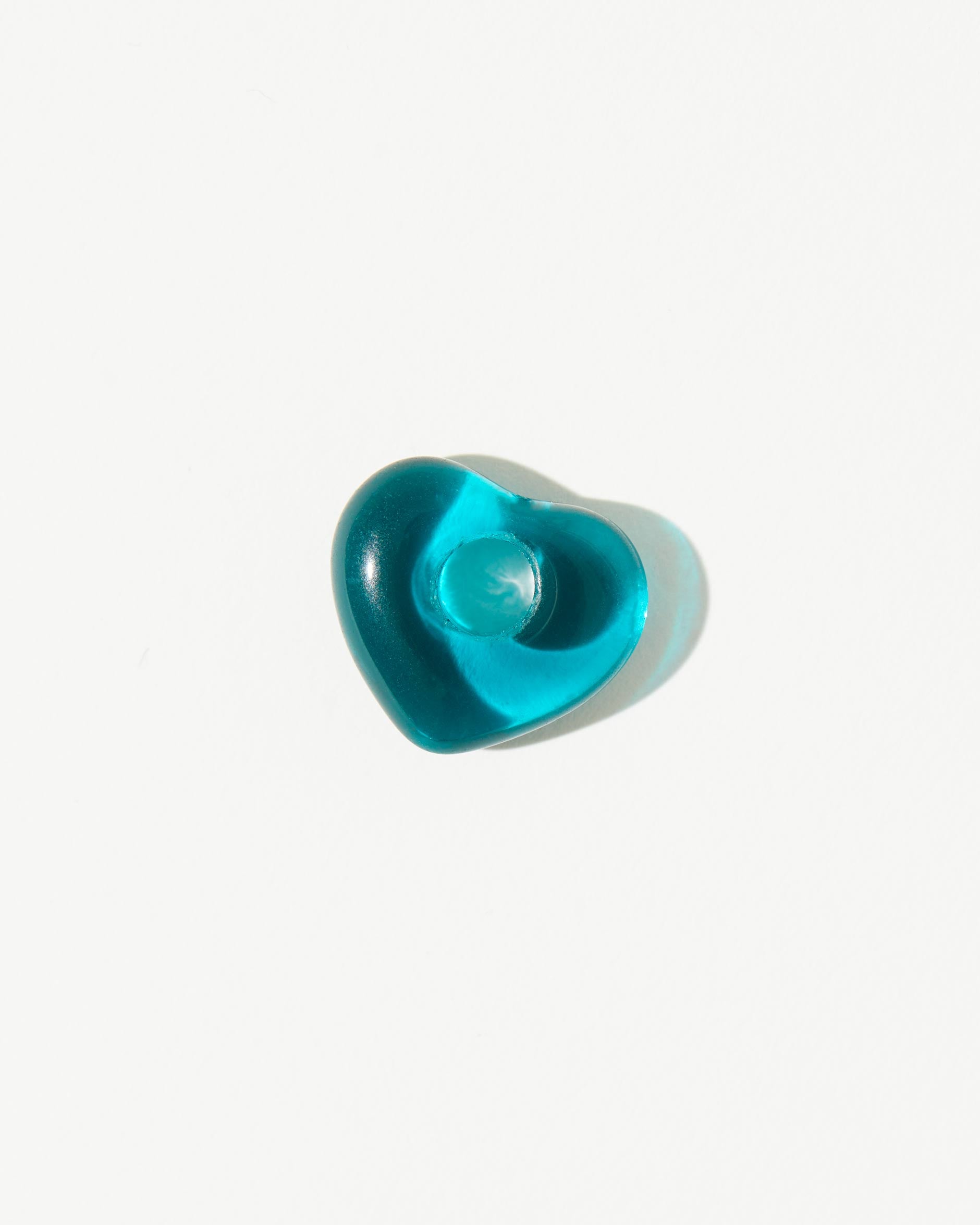 teal Czech glass heart