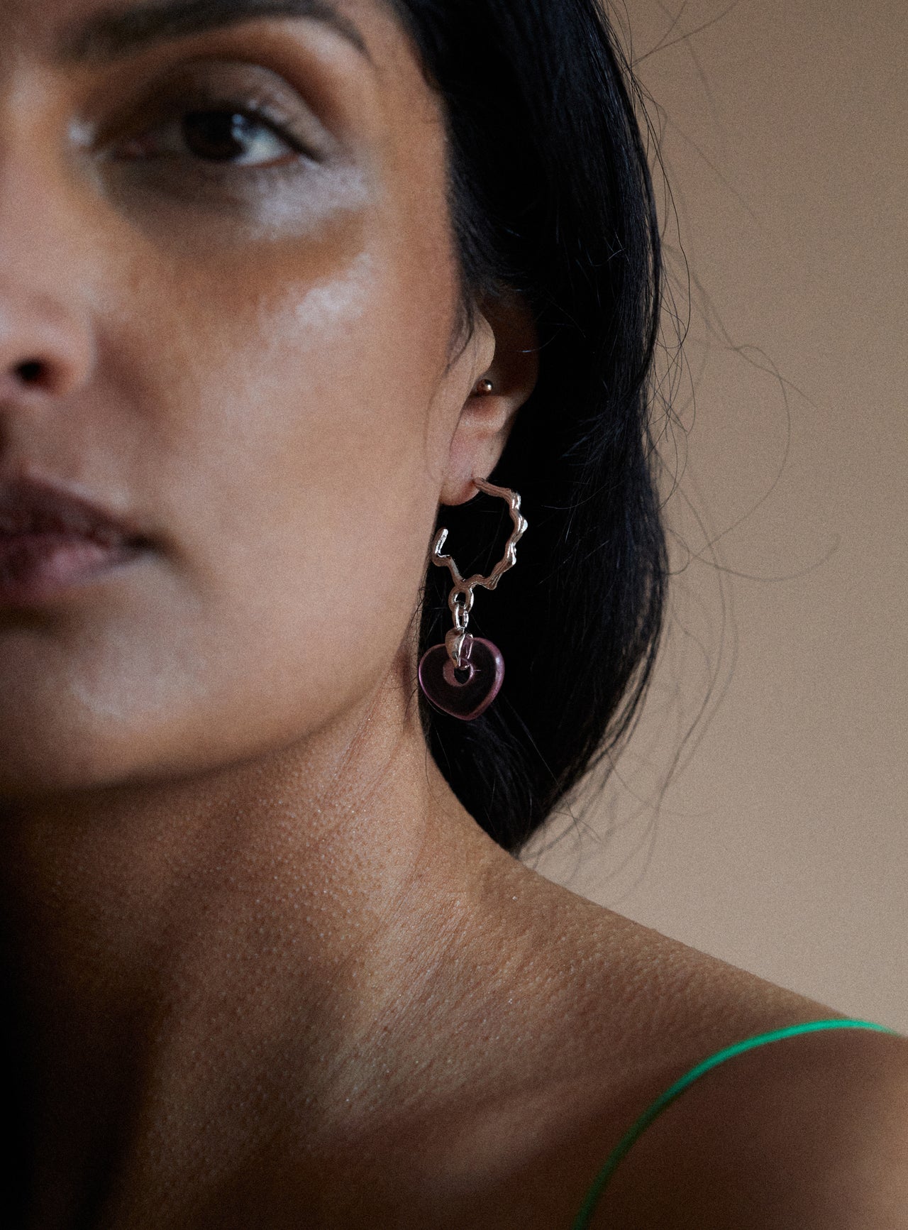 Juicy Wavy Hoops - Mint Heart