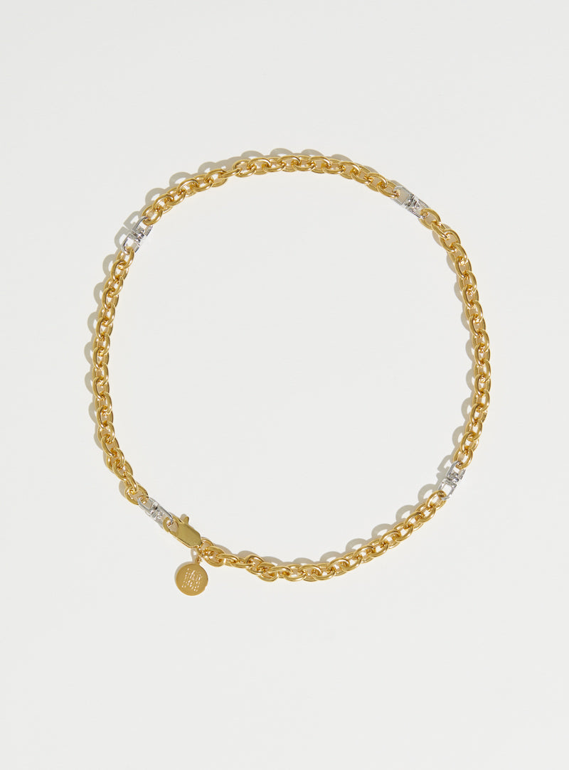 medium gold chain with silver swivel details