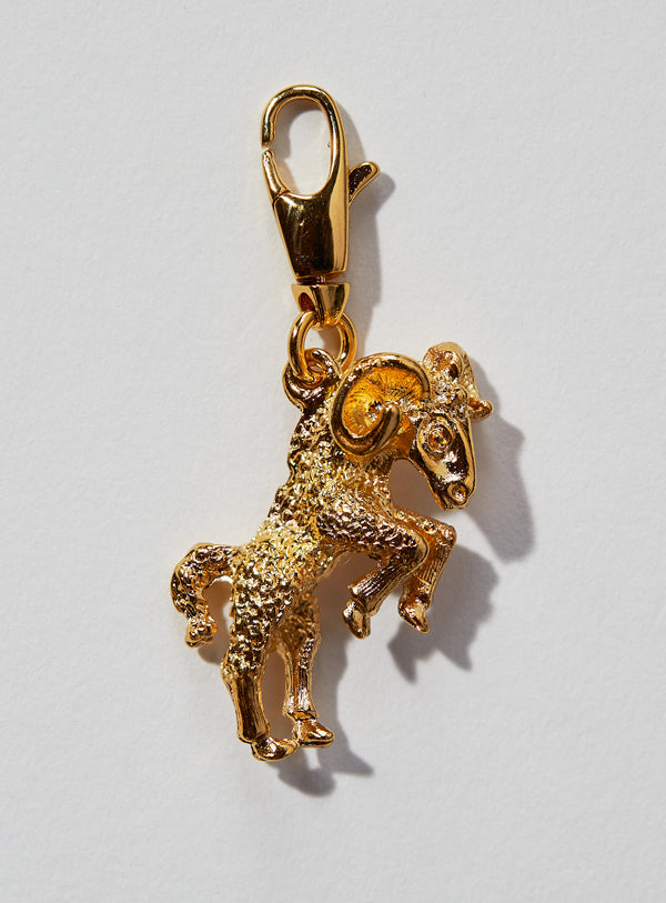 Aries zodiac pendent in gold with swivel clasp