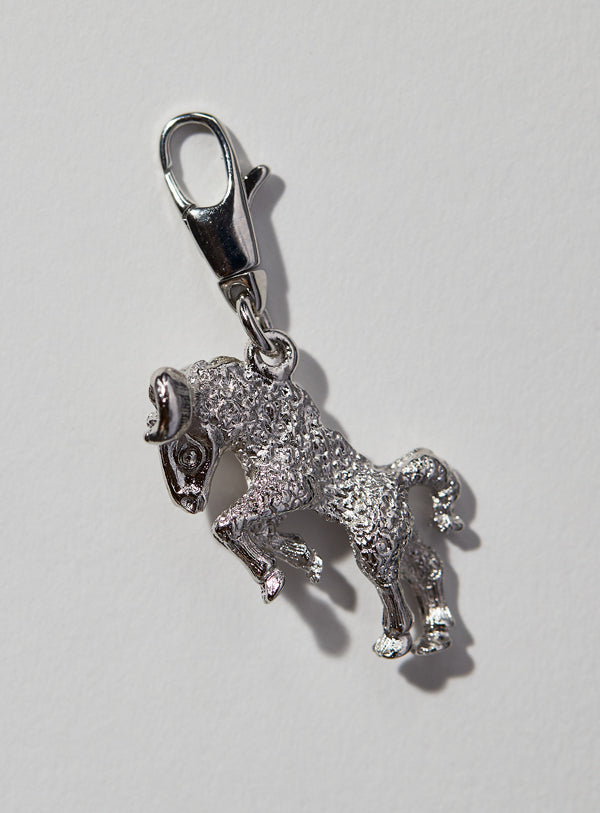 Aries zodiac pendant in silver with swivel clastp