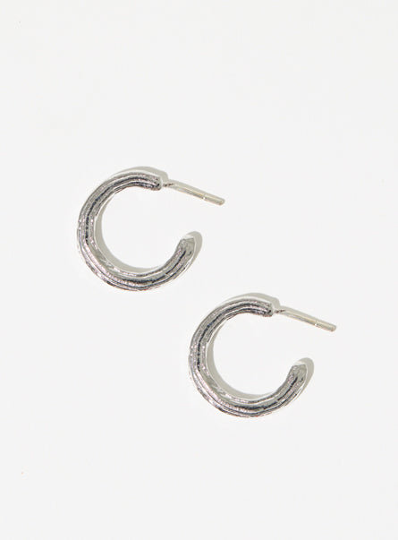 solid sterling silver 2cm diameter hoops with linear etchings