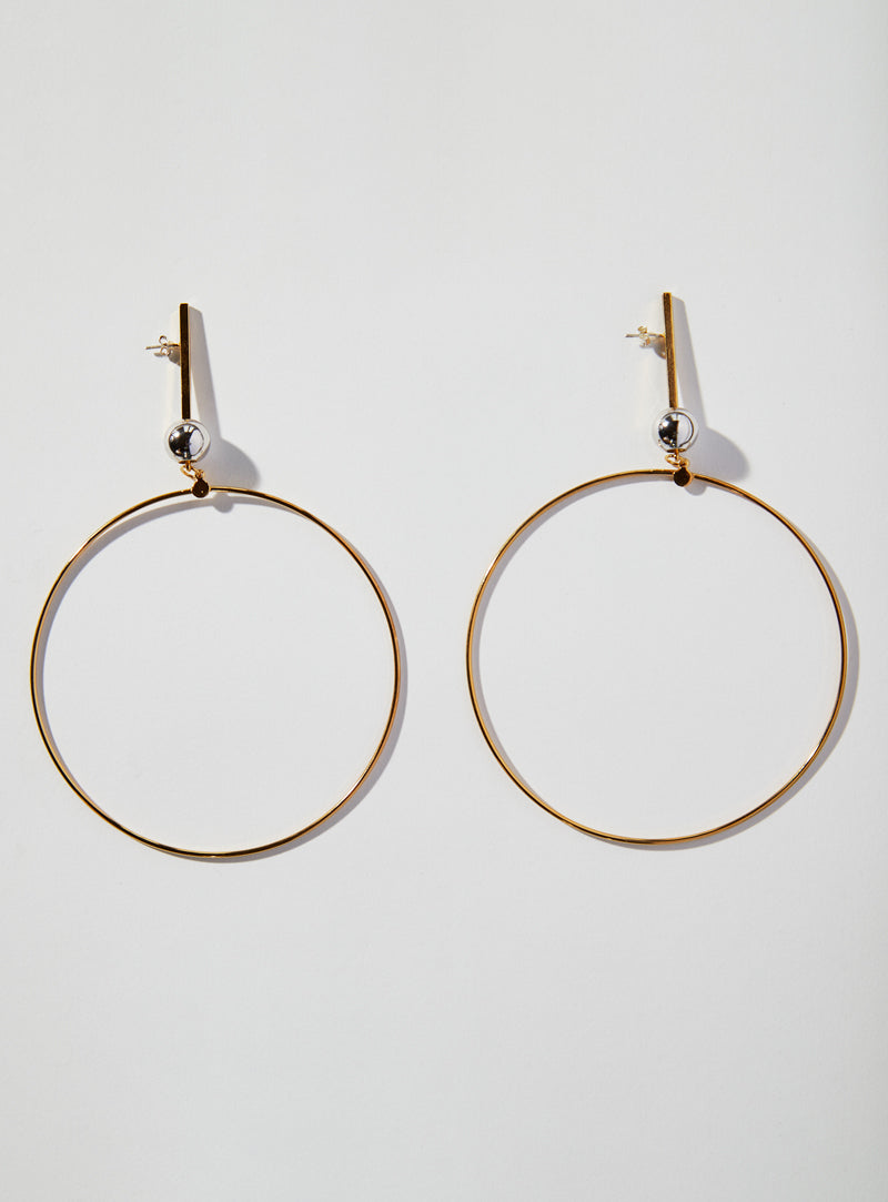 Gold and silver oversized hoop earrings