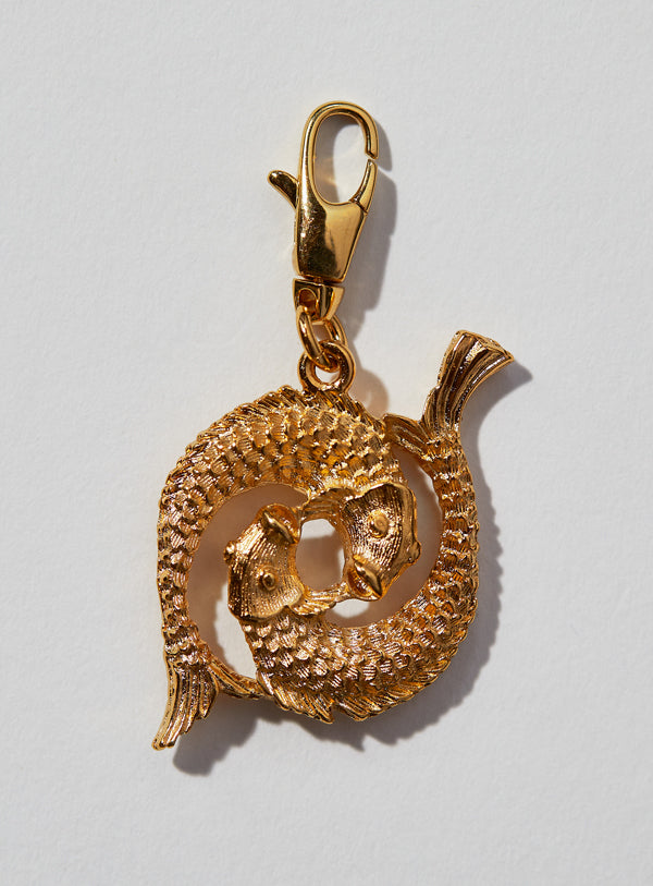 Pisces zodiac pendant in gold with swivel clasp