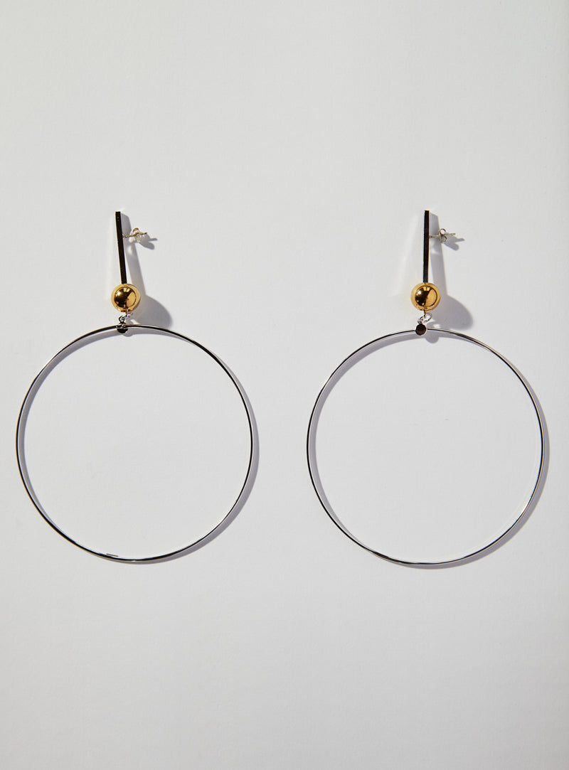 silver and gold oversized hoop earrings