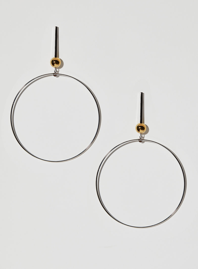 silver and gold oversized hoop earrings