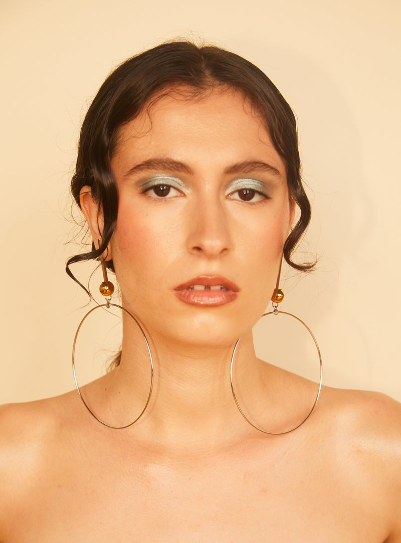 silver and gold oversized hoop earrings