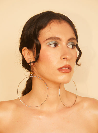 silver and gold oversized hoop earrings