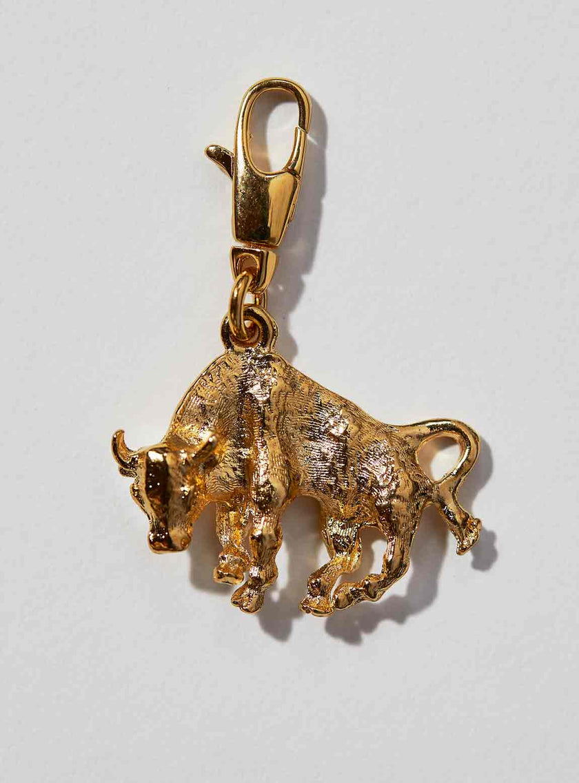 Three dimensional Taurus zodiac pendant in gold or silver with lobster clasp