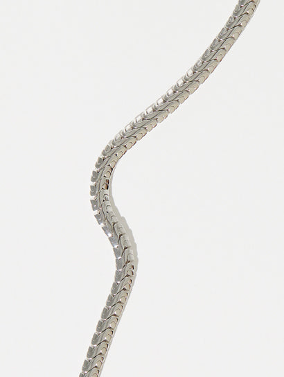 22k gold and silver 2 tone snake chain necklace