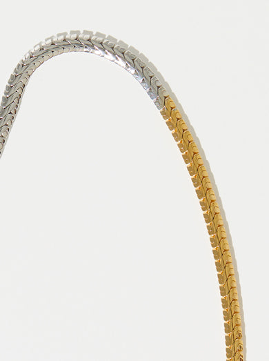 22k gold and silver 2 tone snake chain necklace