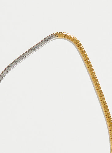 22k gold and silver 2 tone snake chain necklace