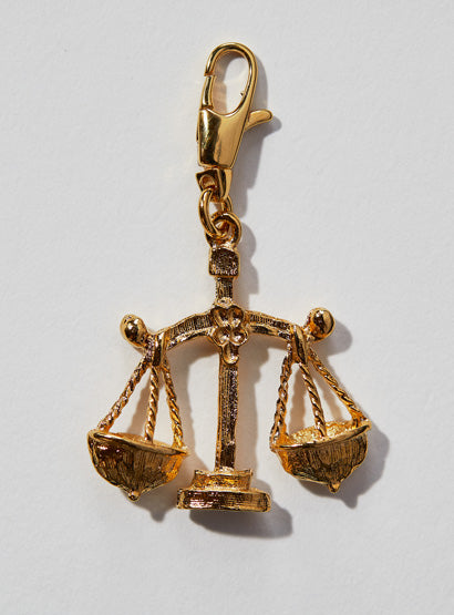 Three dimensional Libra zodiac pendant in gold or silver with lobster clasp